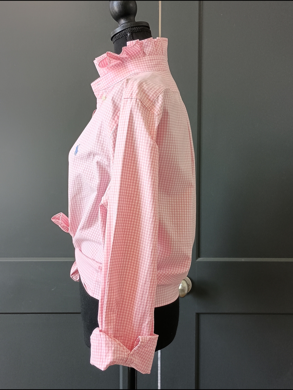 Upcycled Women's Ralph Lauren Ruffled Collar Shirt #054 - Picture 4 of 10